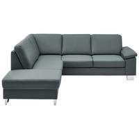 ECKSOFA  in Echtleder Blaugrau  235/248 cm  - Blaugrau/Alufarben, Design, Leder/Metall (235/248cm) - Beldomo Premium