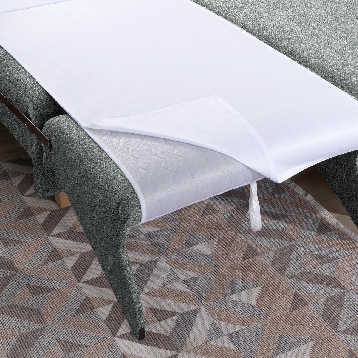 ECKSOFA  in Mikrovelours Graugrün  261/203 cm  - Eichefarben/Graugrün, KONVENTIONELL, Holz/Textil (261/203cm) - Sedda