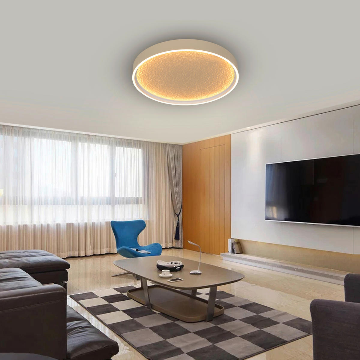 LED-DECKENLEUCHTE Bormes 40/6,5 cm   - Sandfarben, Basics, Kunststoff/Metall (40/6,5cm)