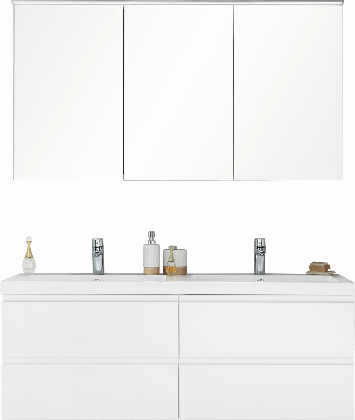 BADEZIMMER  in 140 cm  - Weiß, Design, Glas/Holz (140cm) - Novel