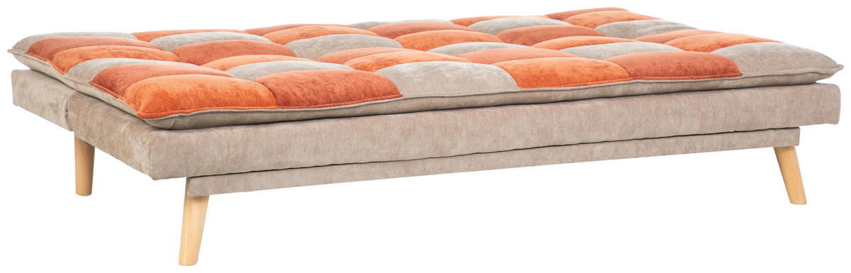 SCHLAFSOFA Chenille Orange, Hellbraun, Dunkelorange  - Hellbraun/Dunkelorange, Design, Holz/Textil (180/77/91cm) - MID.YOU