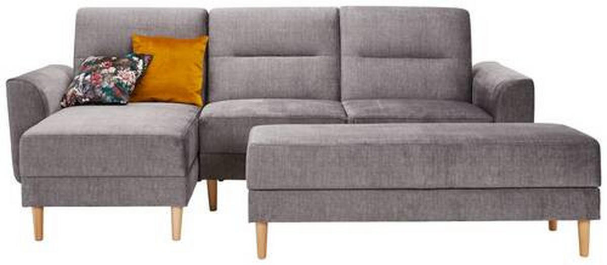 ECKSOFA in Velours Anthrazit  - Currygelb/Anthrazit, Modern, Holz/Textil (144/240cm) - Max Winzer
