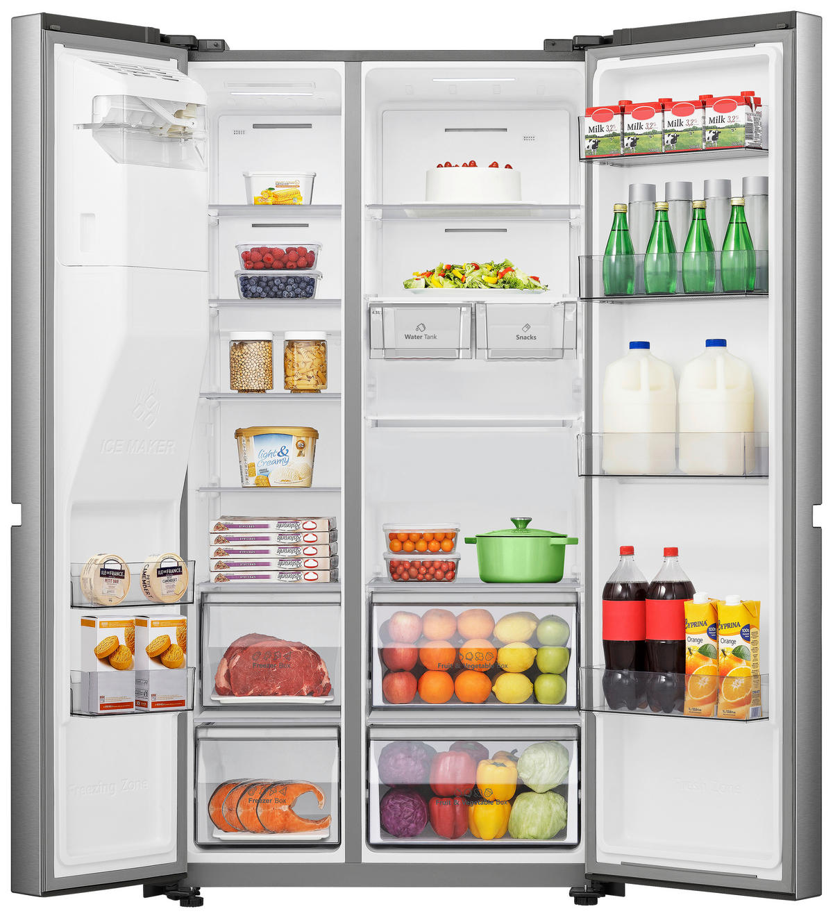SIDE-BY-SIDE 91/179,5/73 cm RS818N4TIC  - Edelstahlfarben, Basics, Glas/Kunststoff (91/179,5/73cm) - Hisense