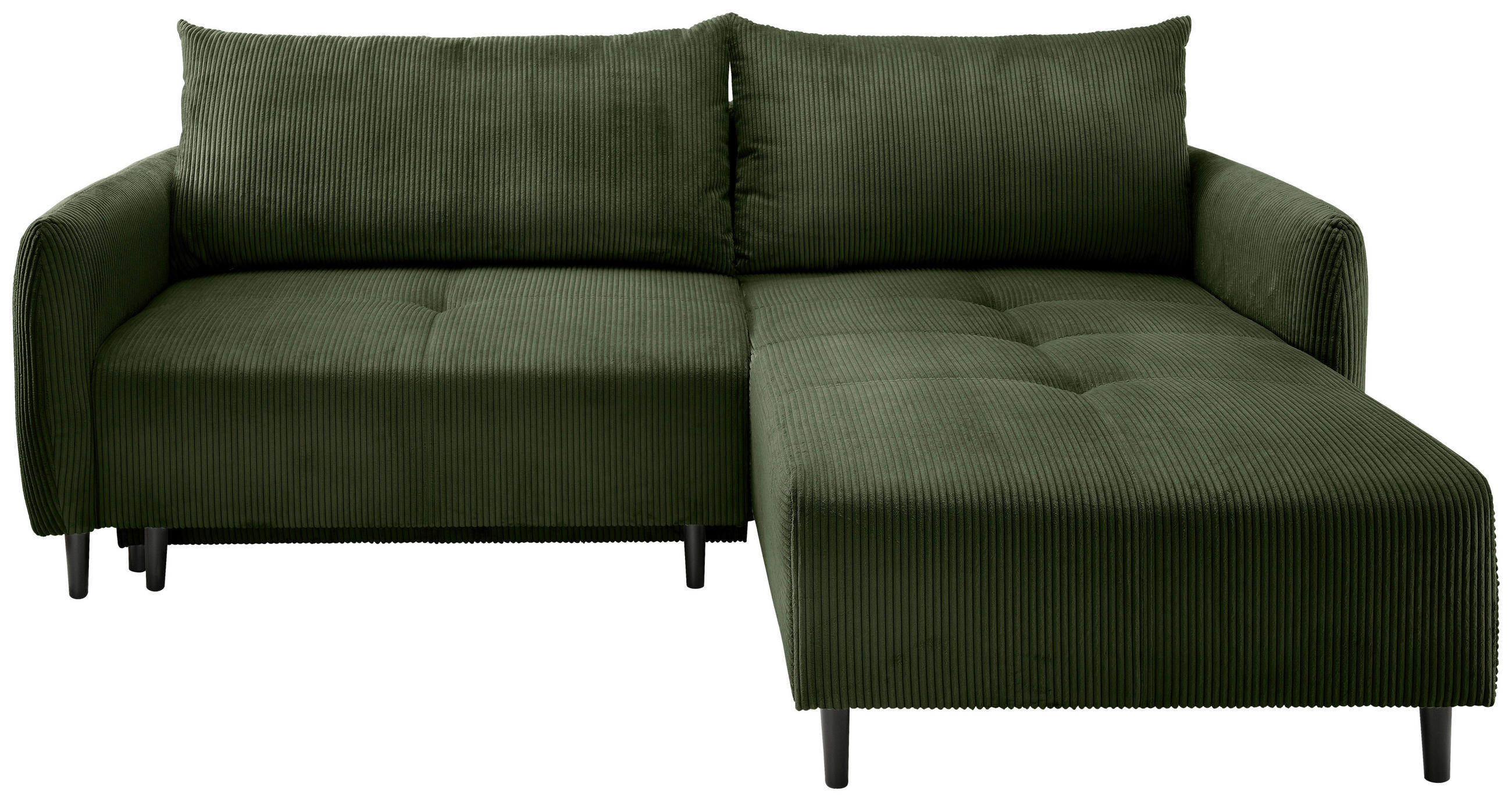 ECKSCHLAFSOFA in Cord Dunkelgrün - Dunkelgrün/Schwarz, Basics, Holz/Textil (238/174cm) - Livetastic