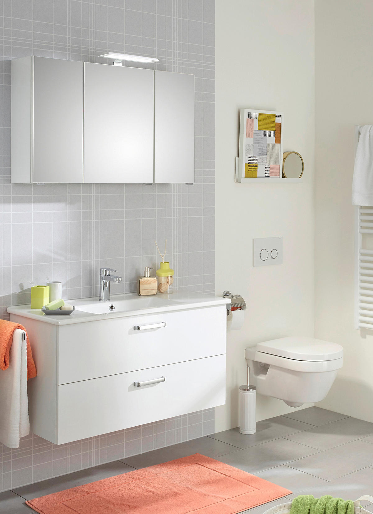 BADEZIMMER  in 100 cm  - Weiss, Konventionell, Glas/Keramik (100cm) - Xora