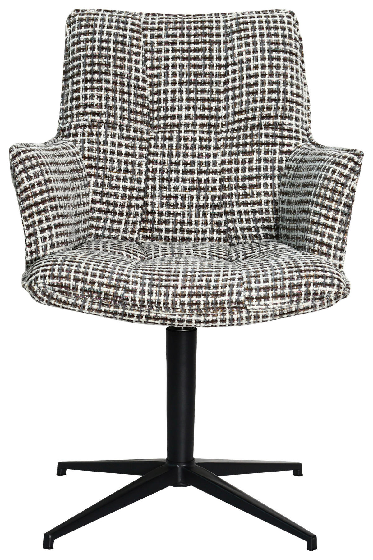 ARMLEHNSTUHL  in Eisen Chenille  - Graubraun/Schwarz, MODERN, Textil/Metall (59,5/87,5/62,5cm) - Novel