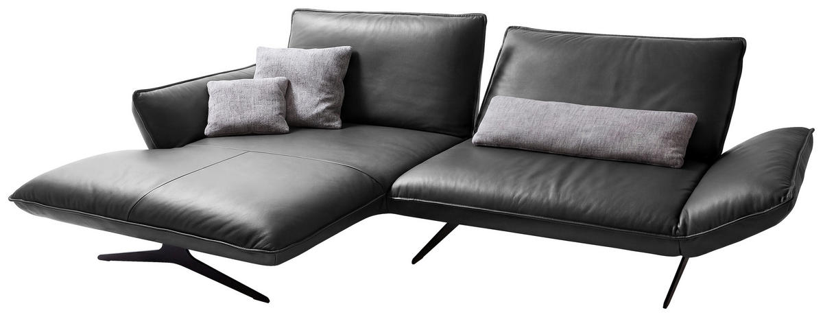 ECKSOFA Echtleder Dunkelgrau  - Dunkelgrau/Schwarz, Design, Leder/Metall (167/275cm) - Koinor