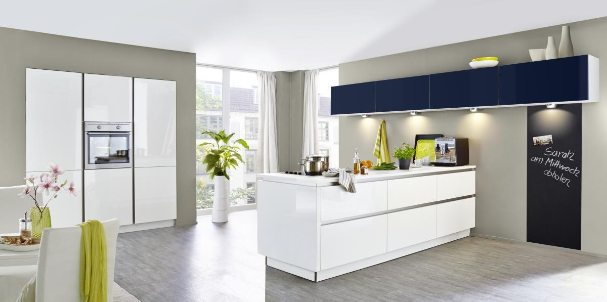 EINBAUKÜCHE NOVA LACK  - Blau/Weiß, Design, Holzwerkstoff - Nolte Küchen