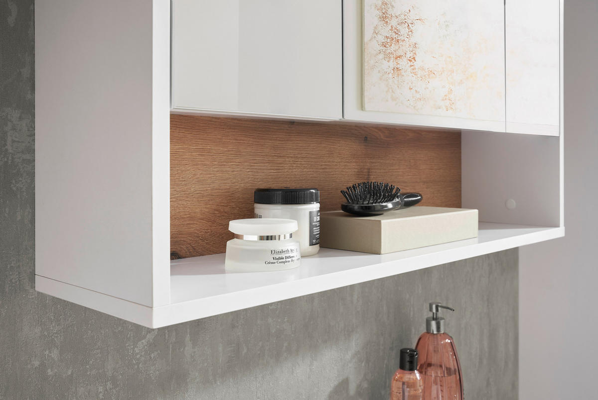 SPIEGELSCHRANK 80/72/21 cm  - Eichefarben/Weiß, KONVENTIONELL, Glas/Holzwerkstoff (80/72/21cm) - home24