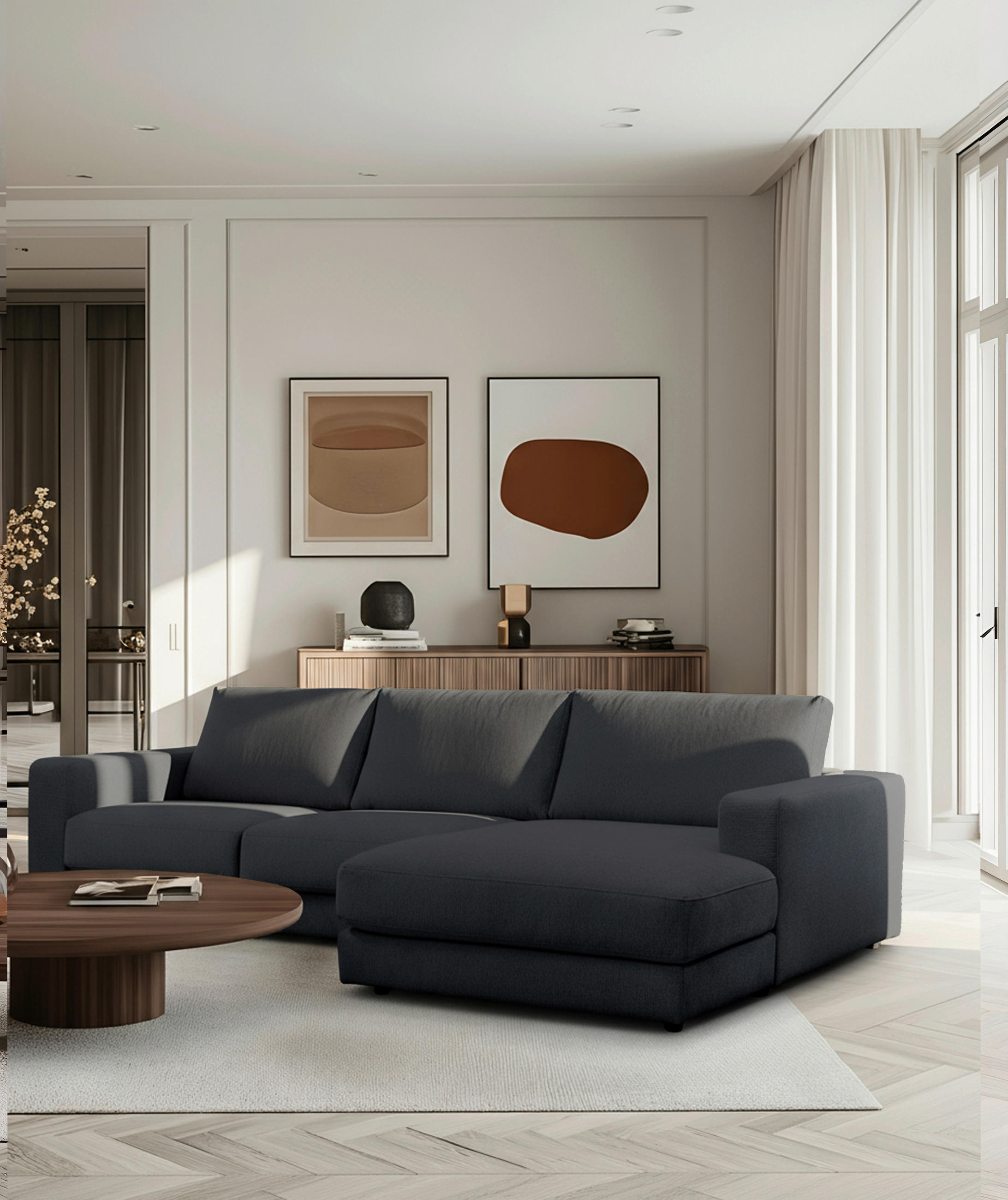 ECKSOFA VIGO Graphitfarben  - Schwarz/Graphitfarben, Design, Textil (303/172cm) - MID.YOU