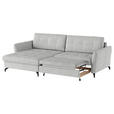 ECKSOFA in Flachgewebe, Leinenoptik Silberfarben  - Silberfarben/Schwarz, Design, Textil/Metall (170/242cm) - Xora