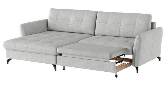 ECKSOFA in Flachgewebe, Leinenoptik Silberfarben  - Silberfarben/Schwarz, Design, Textil/Metall (170/242cm) - Xora