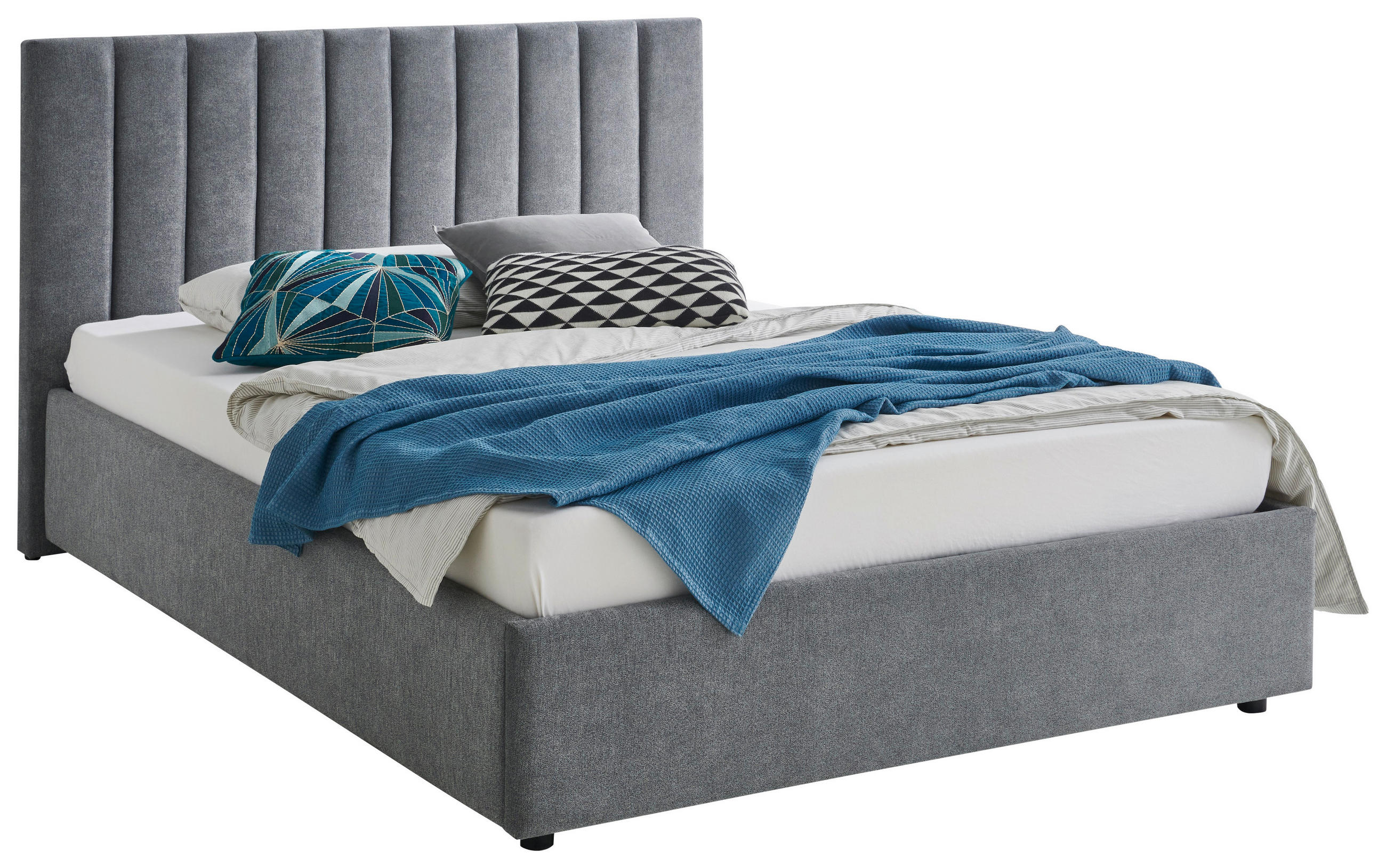 POLSTERBETT 140/200 cm  in Anthrazit  - Anthrazit/Schwarz, Design, Holz/Textil (140/200cm) - Boxxx