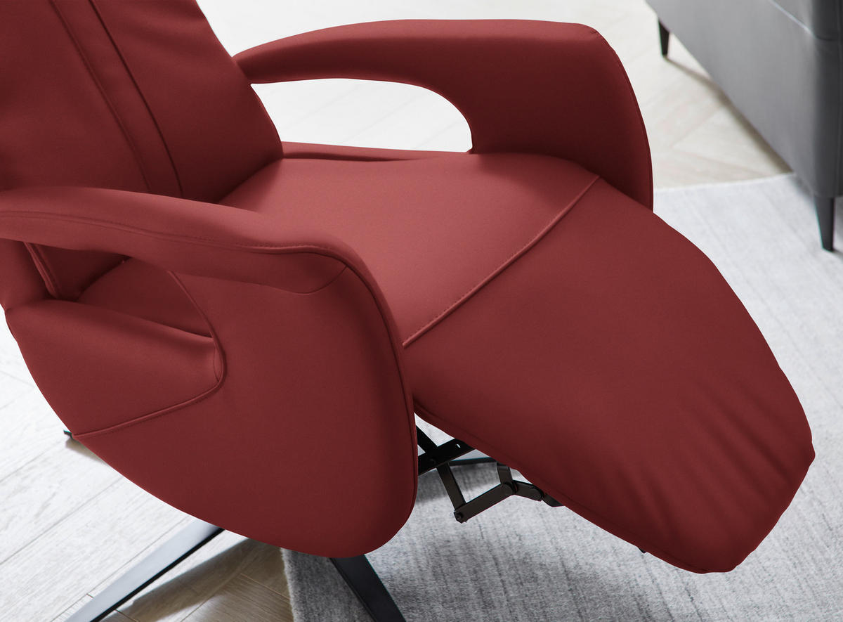 RELAXSESSEL in Leder Bordeaux  - Bordeaux/Schwarz, Design, Leder/Metall (71/112/83cm) - Dieter Knoll