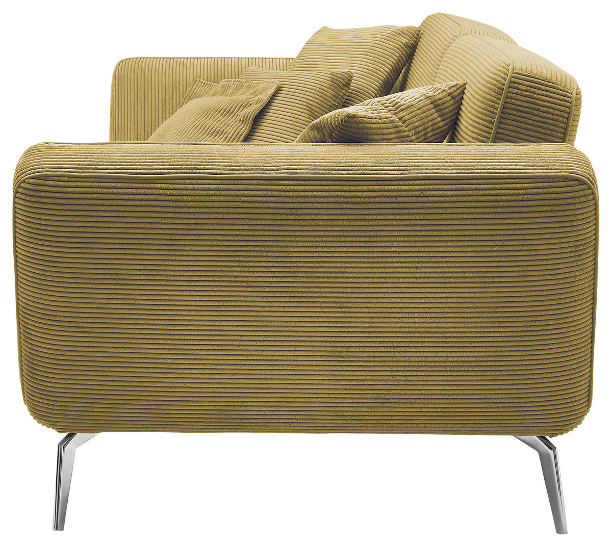3-SITZER-SOFA Cord Gelb  - Chromfarben/Gelb, KONVENTIONELL, Kunststoff/Textil (260/90/125cm) - SetOne by Musterring