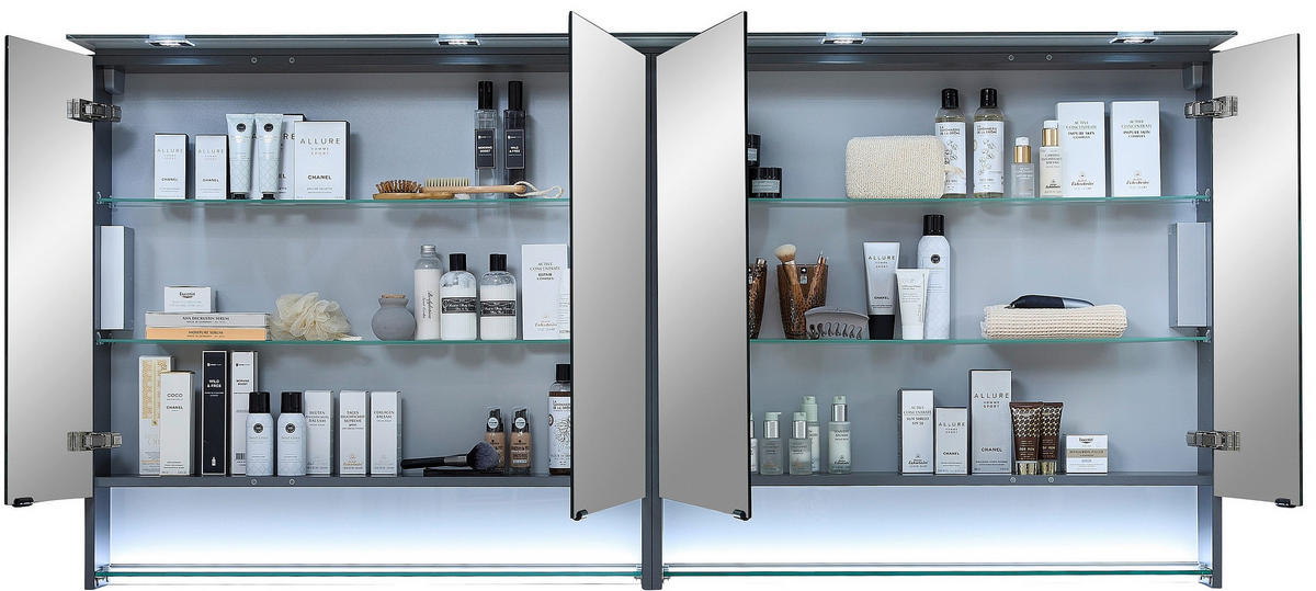 SPIEGELSCHRANK 180/86,8/16 cm  - Schwarz/Grau, Design, Glas/Holzwerkstoff (180/86,8/16cm) - Leonardo Living