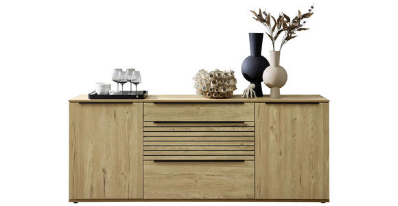 SIDEBOARD 210/85/40 cm  - Eichefarben/Schwarz, KONVENTIONELL, Holzwerkstoff/Kunststoff (210/85/40cm) - Venda