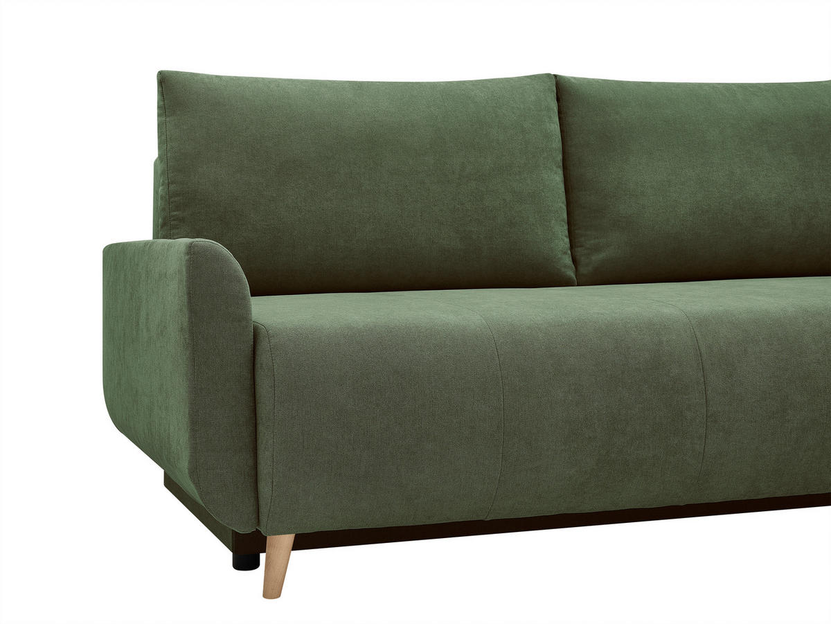 SCHLAFSOFA DUO Mikrofaser Grün  inkl. Rückenkissen, Bettkasten, Schlaffunktion, Rücken echt  - Naturfarben/Grün, Design, Textil (218/90/110cm) - P & B
