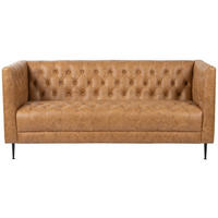 CHESTERFIELD-SOFA Echtleder Cognac  - Cognac/Schwarz, LIFESTYLE, Leder/Metall (164,5/81/73,5cm) - Livetastic