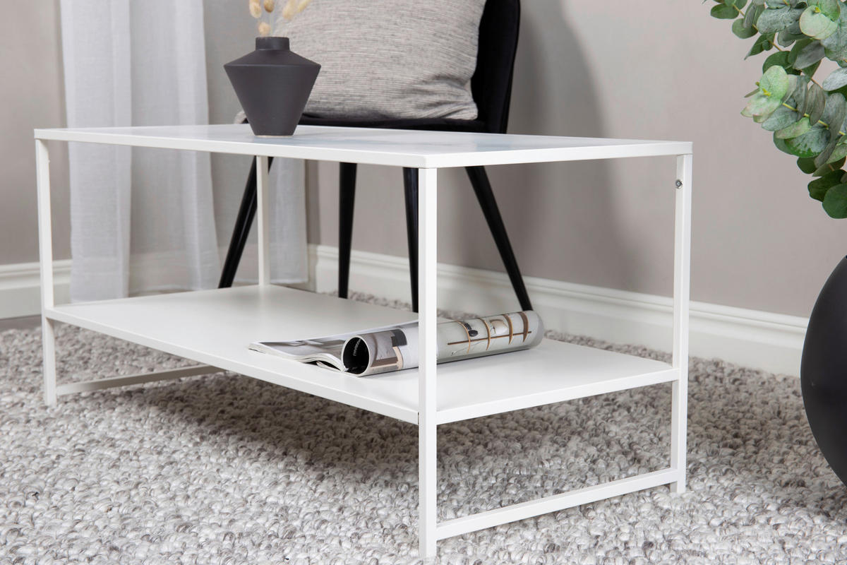 COUCHTISCH 102/43/45 cm rechteckig Weiß  - Weiß, Design, Metall (102/43/45cm) - Livetastic