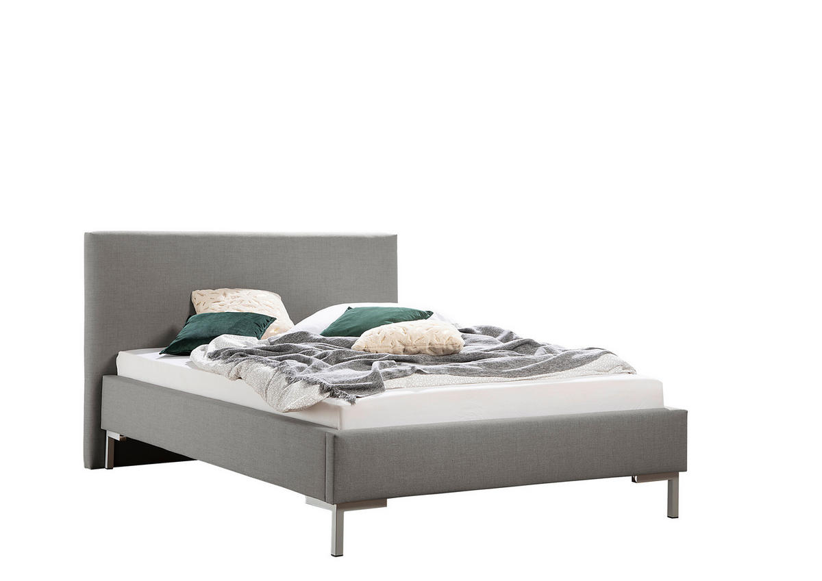 POLSTERBETT 140/200 cm,  in Grau,  - Silberfarben/Grau, MODERN, Textil/Metall (140/200cm) - Livetastic