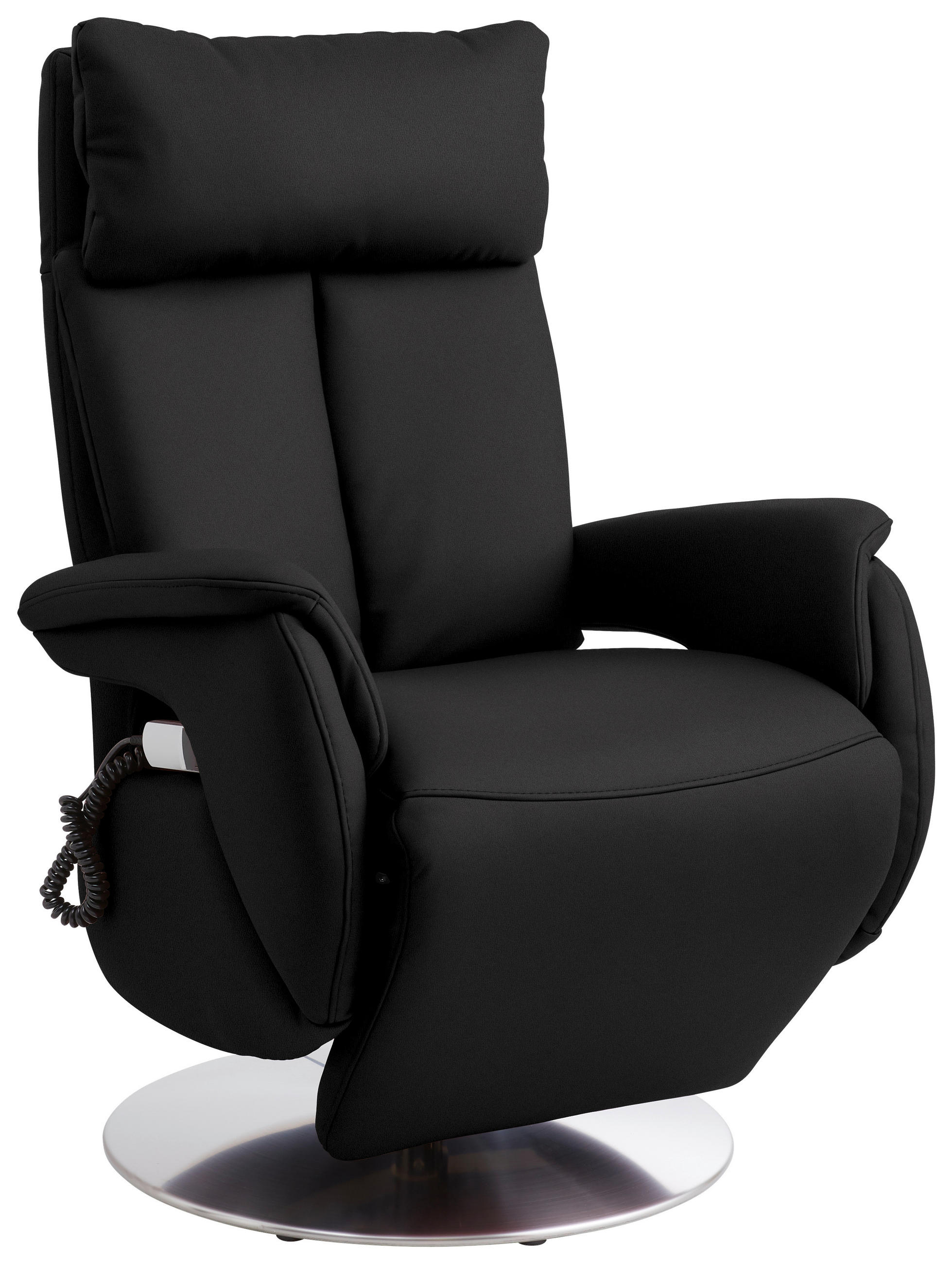 RELAXSESSEL in Leder Schwarz  - Edelstahlfarben/Schwarz, Konventionell, Leder/Metall (78/110/81cm) - Cantus