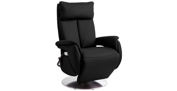 RELAXSESSEL in Leder Schwarz  - Edelstahlfarben/Schwarz, KONVENTIONELL, Leder/Metall (78/110/81cm) - Cantus