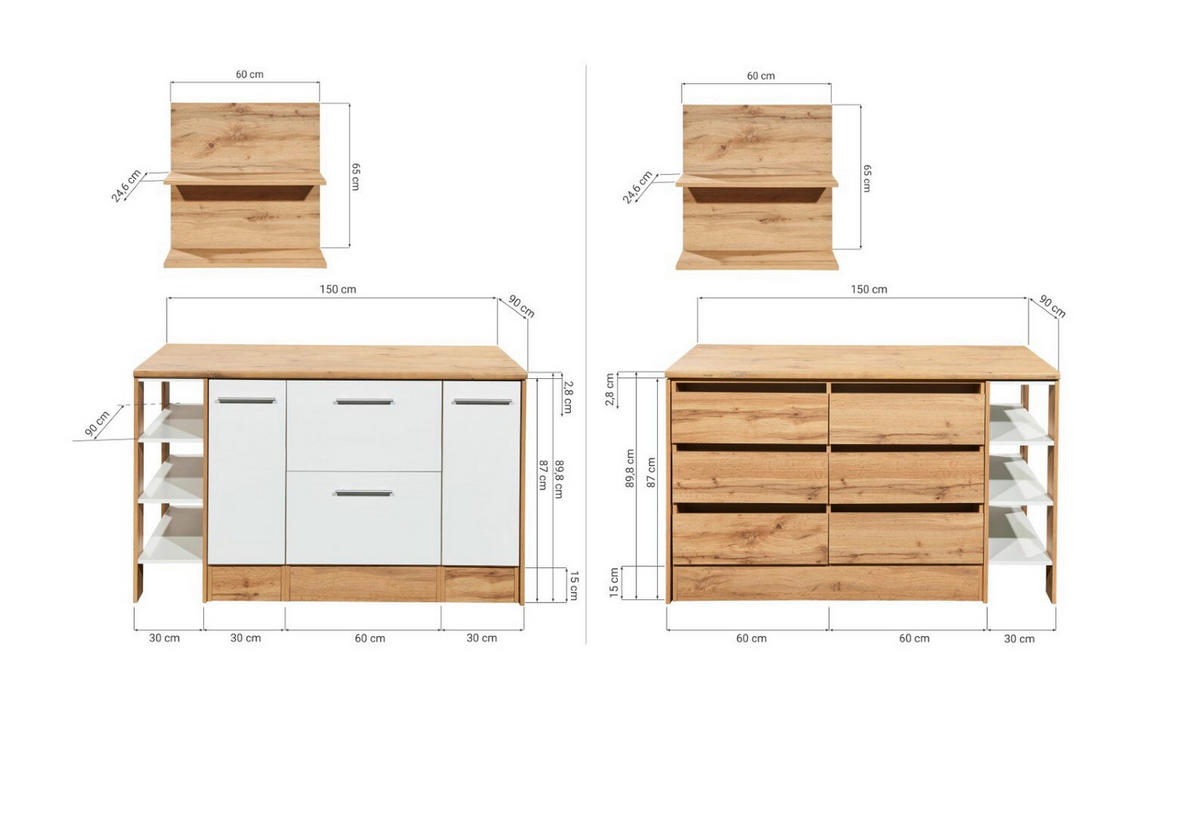 KÜCHENINSEL   in Grau  - Wildeiche/Alufarben, Design, Holzwerkstoff/Metall (150/90/90cm) - Respekta