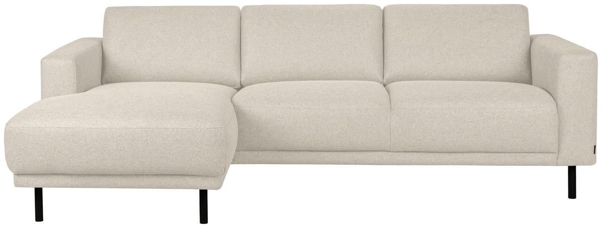 SOFFA i flatväv beige  - beige/svart, Design, metall/trä (238/78/142cm) - Pure Home Comfort