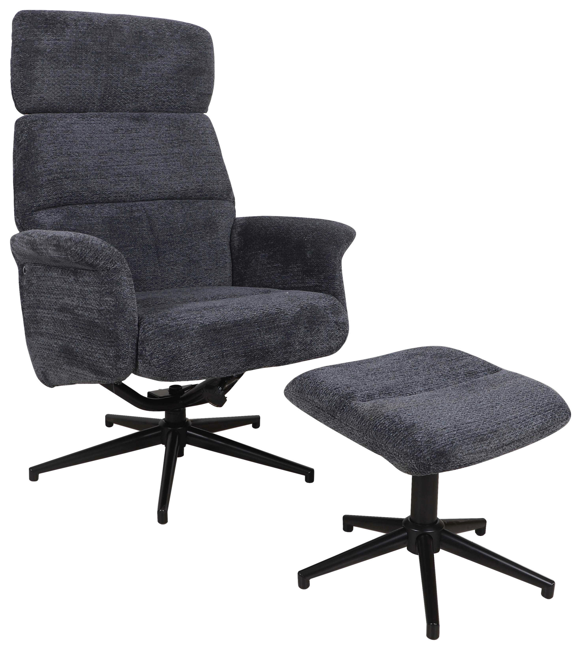 RELAXSESSELSET Webstoff    - Schwarz/Dunkelblau, Design, Textil/Metall (74/106-96/72-101cm) - Carryhome