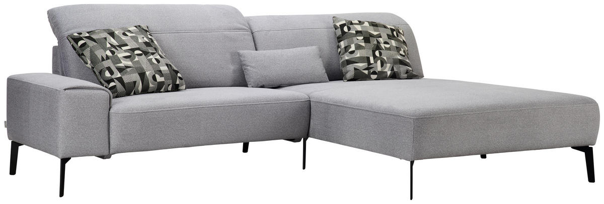 ECKSOFA in Mikrofaser Hellgrau  - Hellgrau/Schwarz, Design, Textil/Metall (273/203cm) - Johann Jakob