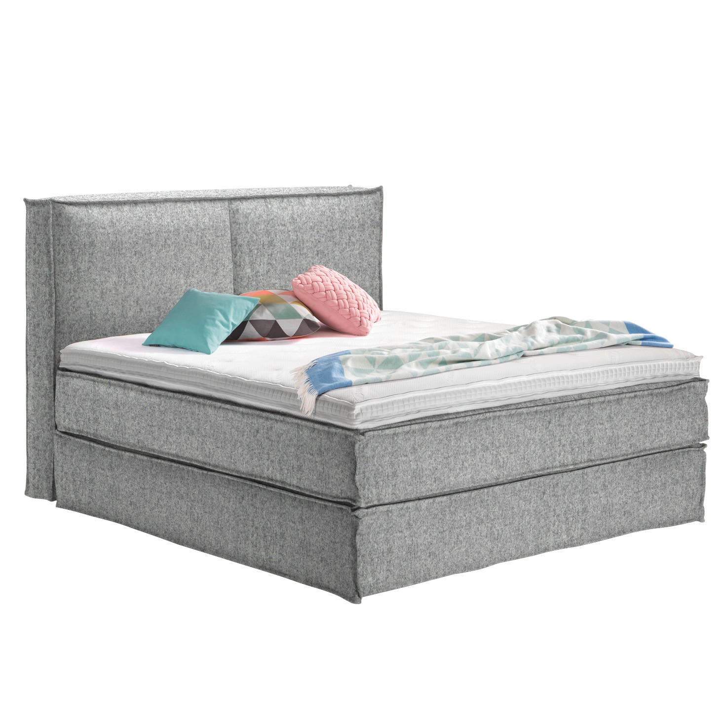 BOXSPRINGBETT 180/220 cm  in Hellgrau  - Hellgrau/Schwarz, Design, Kunststoff/Textil (180/220cm) - home24