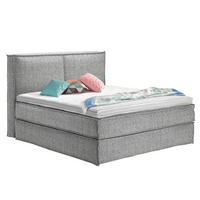 BOXSPRINGBETT 200/220 cm  in Hellgrau  - Hellgrau/Schwarz, Design, Kunststoff/Textil (200/220cm) - home24