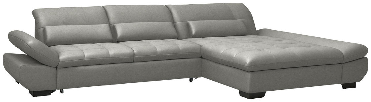 ECKSOFA Flachgewebe Hellgrau  - Hellgrau/Schwarz, Design, Textil/Metall (341/204cm) - Xora