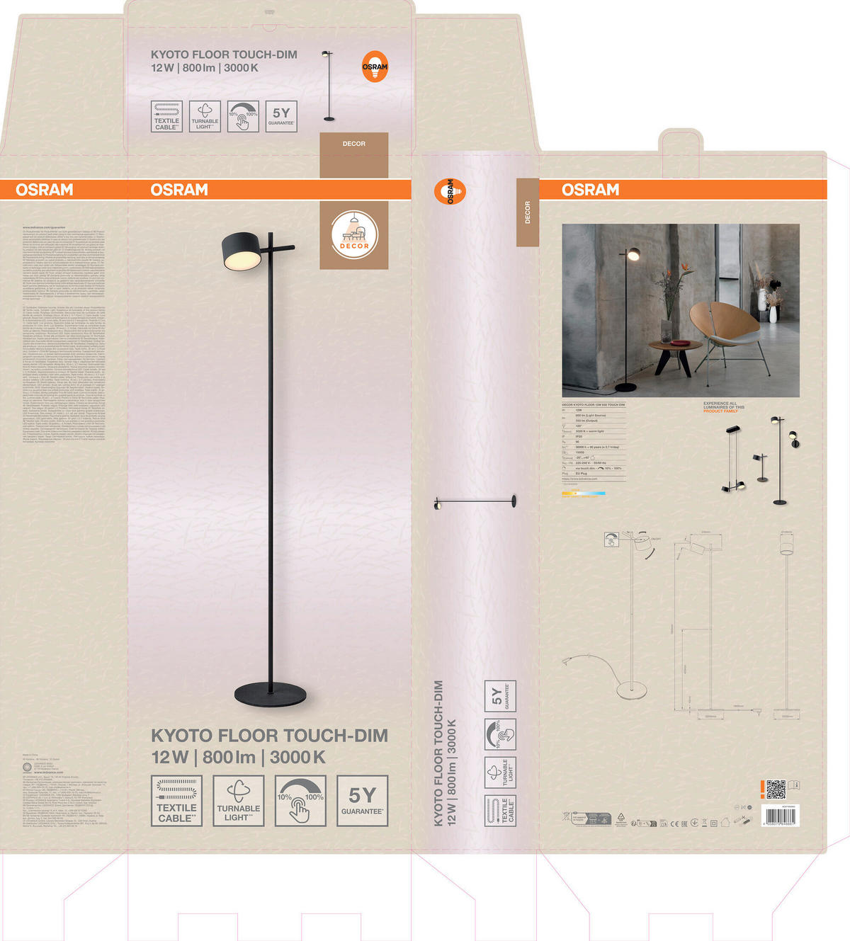 LED-STEHLEUCHTE 20/24,5/130,5 cm    - Schwarz, Basics, Kunststoff/Metall (20/24,5/130,5cm) - Osram