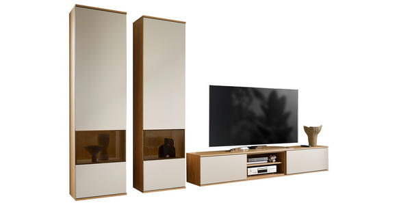 WOHNWAND  in Eichefarben, Sandfarben, Beige  315/215/40 cm  - Sandfarben/Eichefarben, KONVENTIONELL, Glas/Holzwerkstoff (315/215/40cm) - Venda