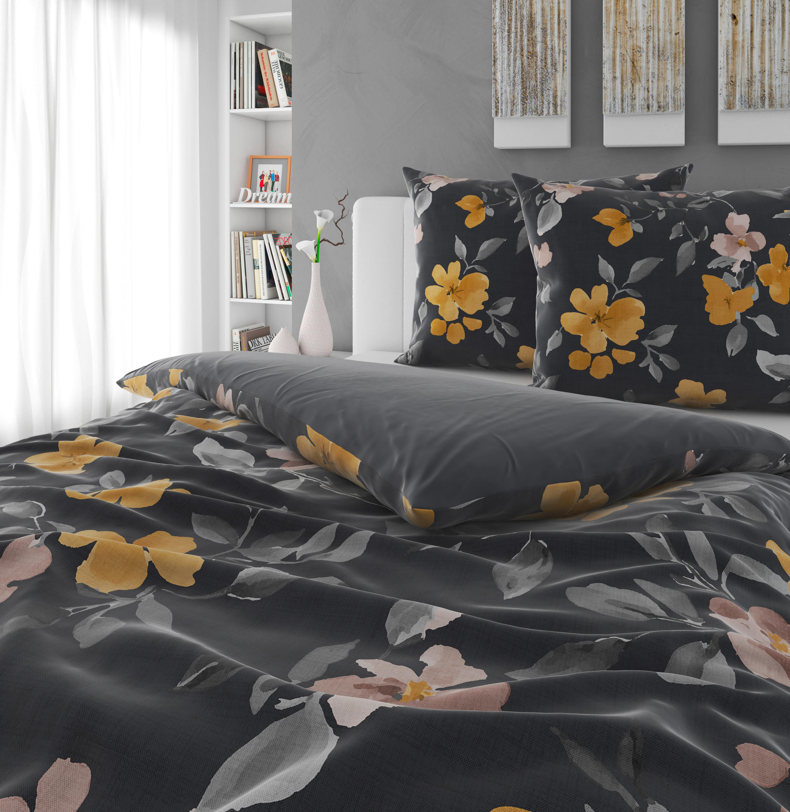 POSTELJINA SA DVA LICA Mavie 200/200 cm saten siva  - siva, Konvencionalno, tekstil (200/200cm) - Novel