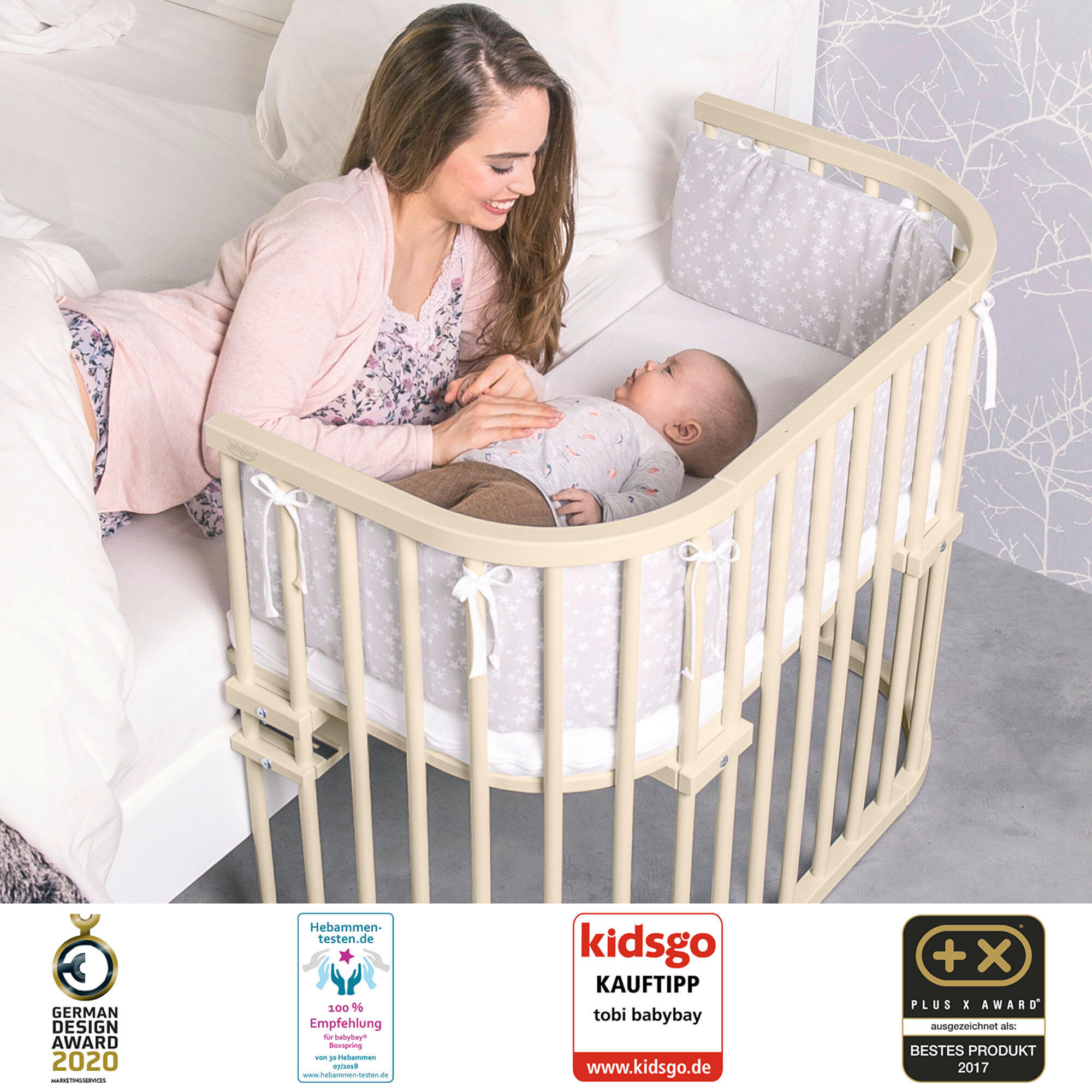 BEISTELLBETT  96/54/79 cm  - Beige, Basics, Holz (96/54/79cm) - Babybay