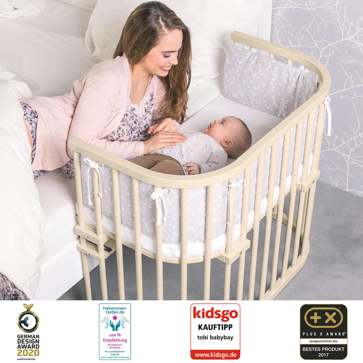 BEISTELLBETT  96/54/79 cm  - Beige, Basics, Holz (96/54/79cm) - Babybay