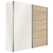 SKŘÍŇ S POSUVNÝMI DVEŘMI, bílá, barvy dubu - bílá/barvy dubu, Design, kov/kompozitní dřevo (150/216/68cm) - Hom`in
