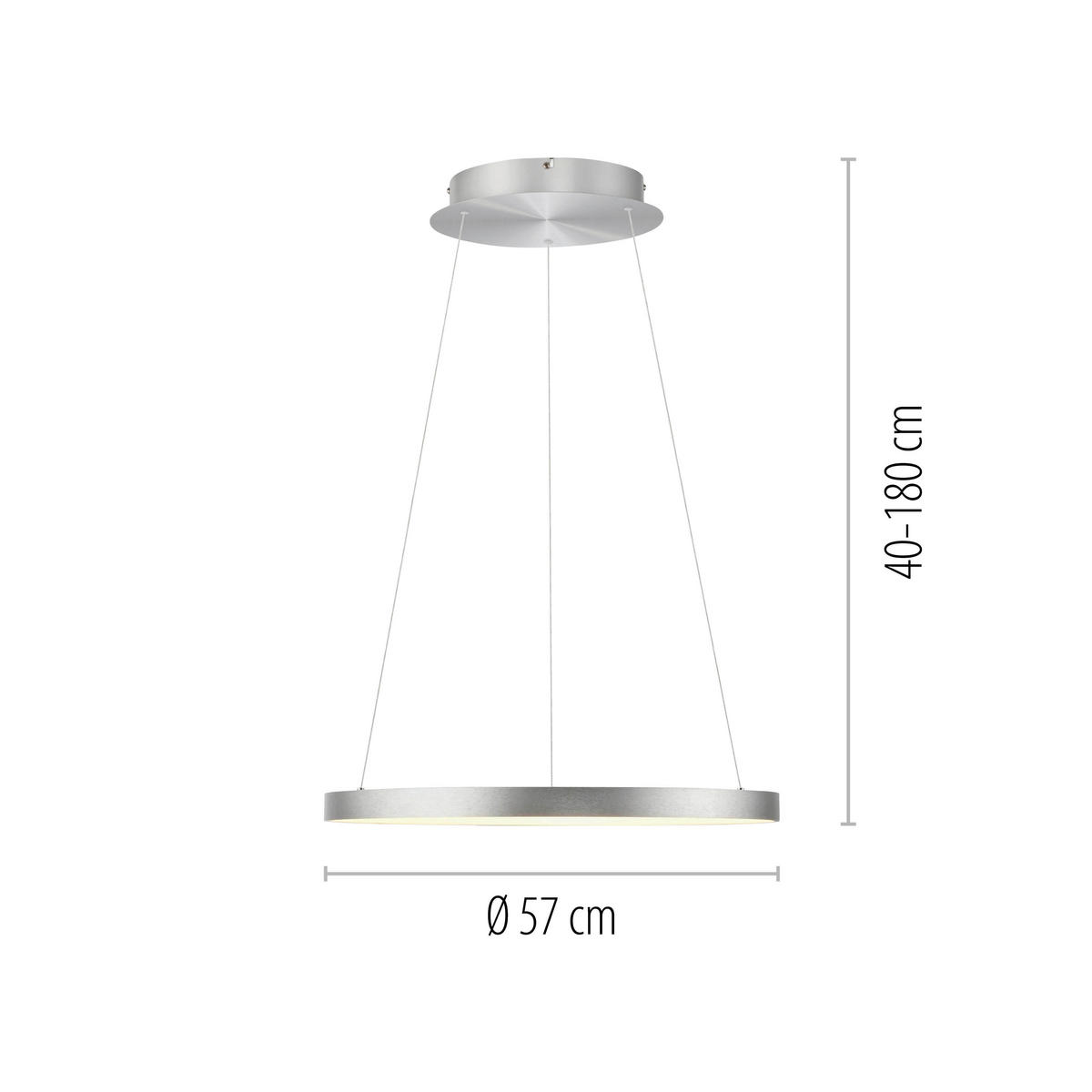LED FÜGGESZTÉK - alumínium színű, Design, műanyag/fém (57/200/200cm)
