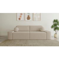 SCHLAFSOFA Bouclé Sandfarben  - Sandfarben/Schwarz, Design, Kunststoff/Textil (268/85/110cm) - MID.YOU