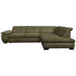 ECKSOFA Olivgrün Flachgewebe  - Schwarz/Olivgrün, Design, Textil/Metall (313/242cm) - Xora