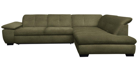 ECKSOFA Olivgrün Flachgewebe  - Schwarz/Olivgrün, Design, Textil/Metall (313/242cm) - Xora
