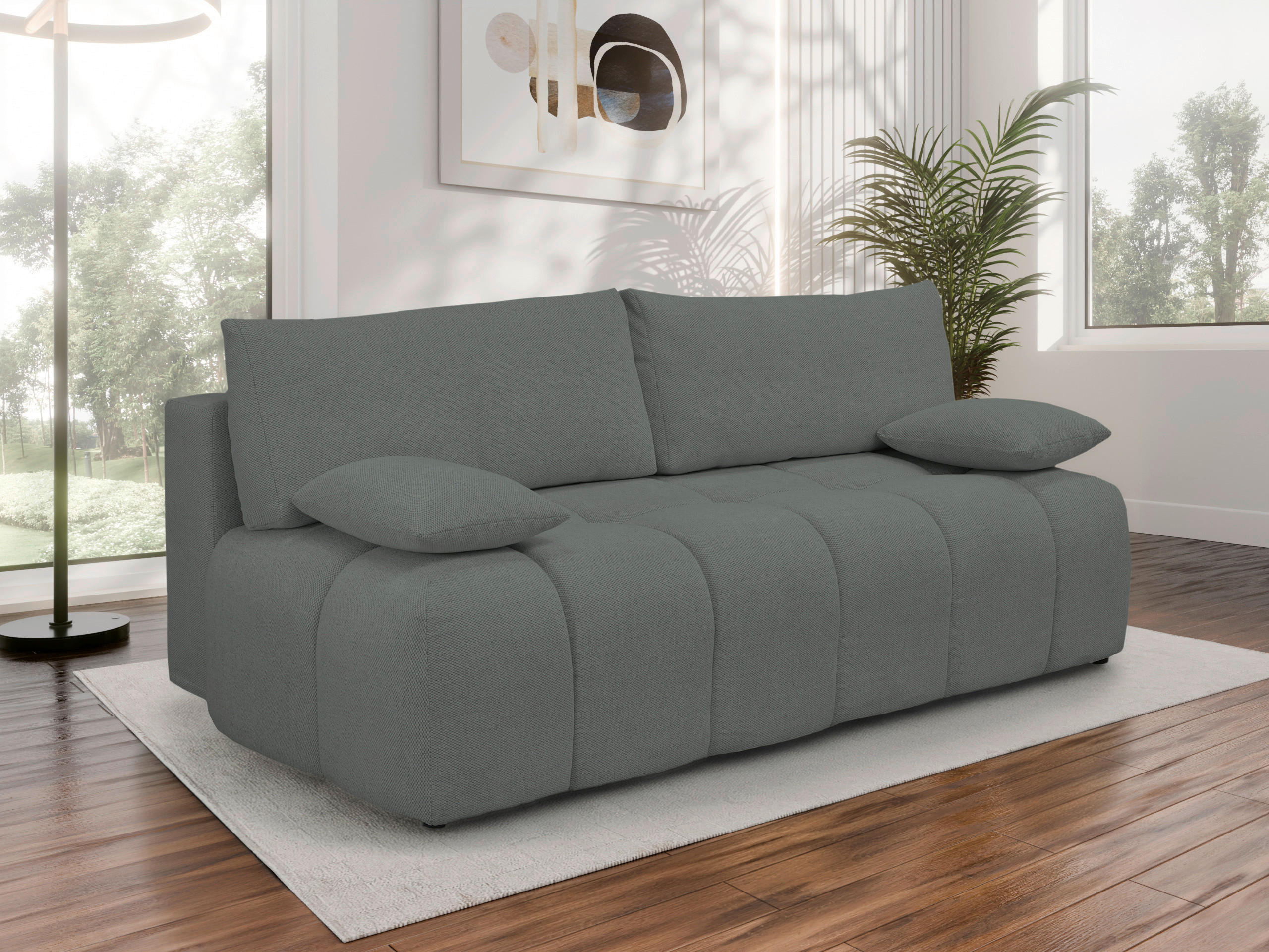 BOXSPRINGSOFA in Chenille Dunkelgrün  - Dunkelgrün/Schwarz, MODERN, Kunststoff/Textil (210/72/105cm) - Cantus