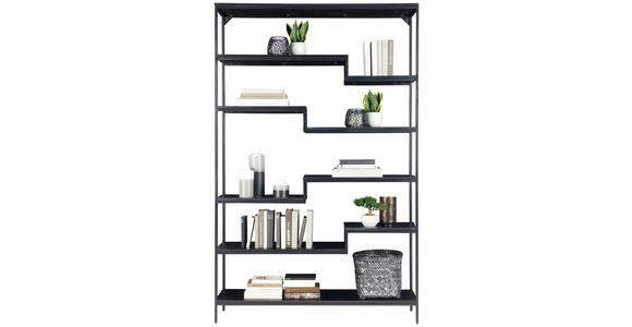REGAL Schwarz - Schwarz, Design, Holz/Metall (120/190/30cm) - Ambia Home