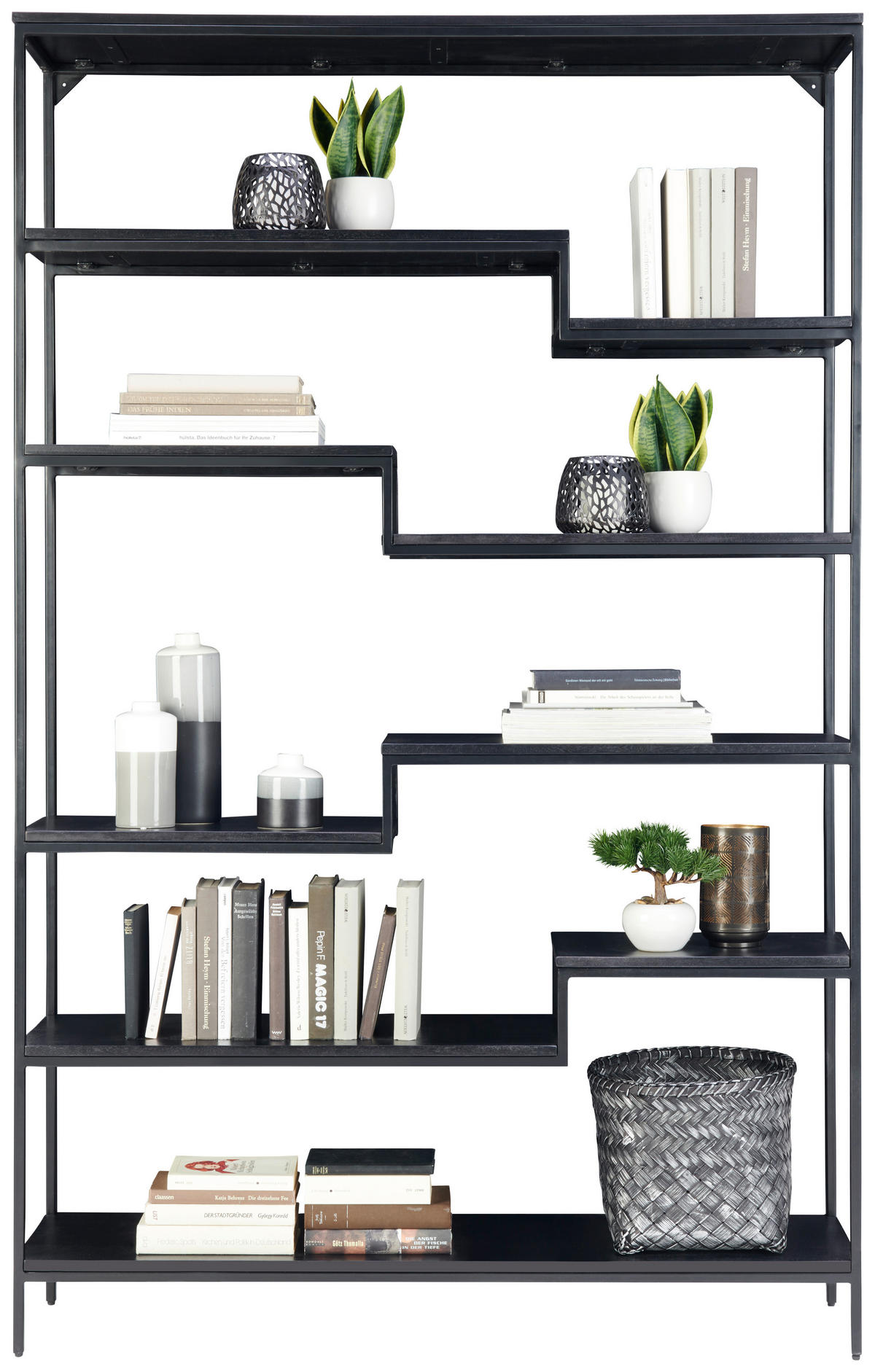REGAL  120/190/30 cm Schwarz  - Schwarz, Design, Holz/Metall (120/190/30cm) - Ambia Home