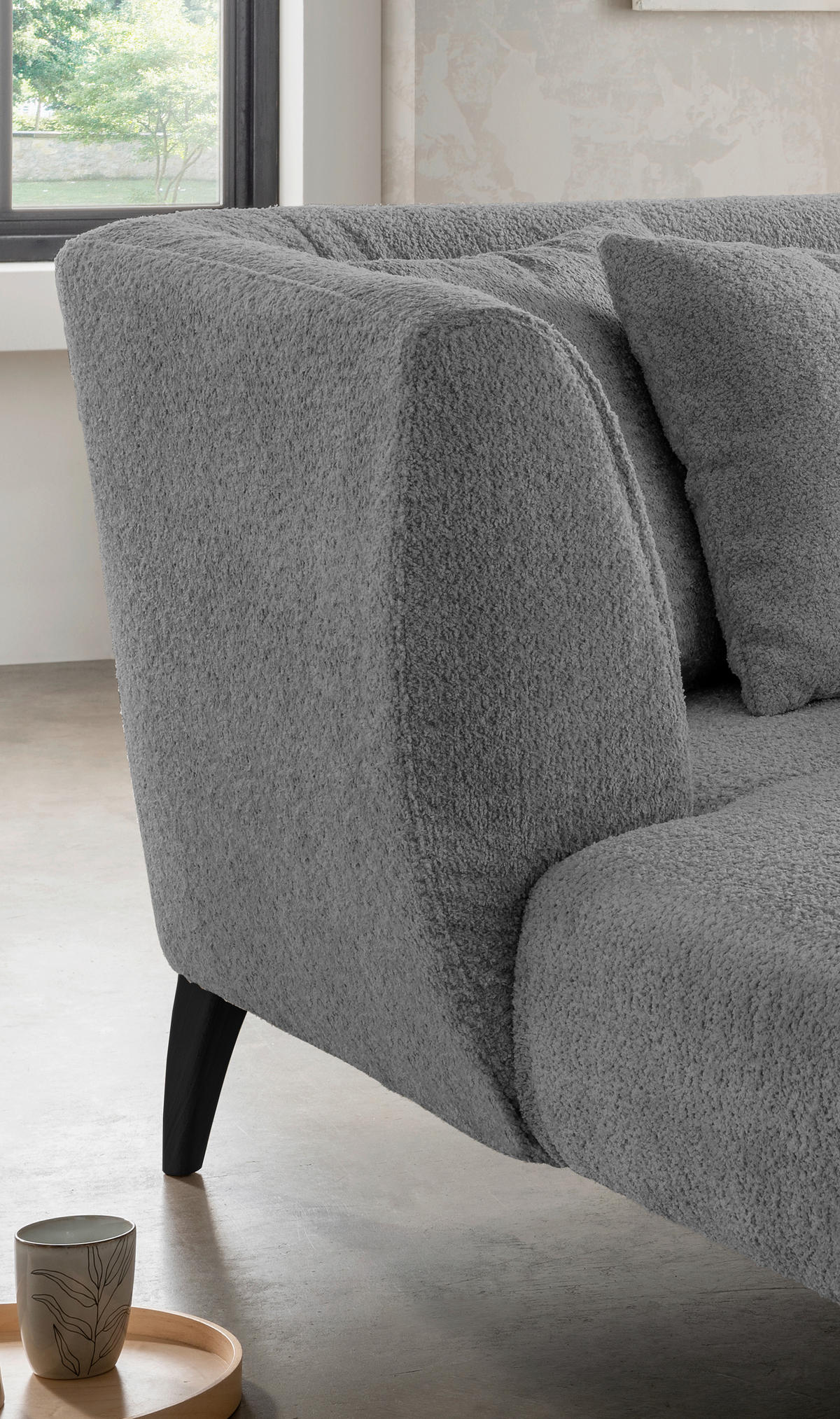 XXL-SESSEL in Bouclé Anthrazit  - Anthrazit/Schwarz, Modern, Holz/Textil (108/84/155cm) - MID.YOU