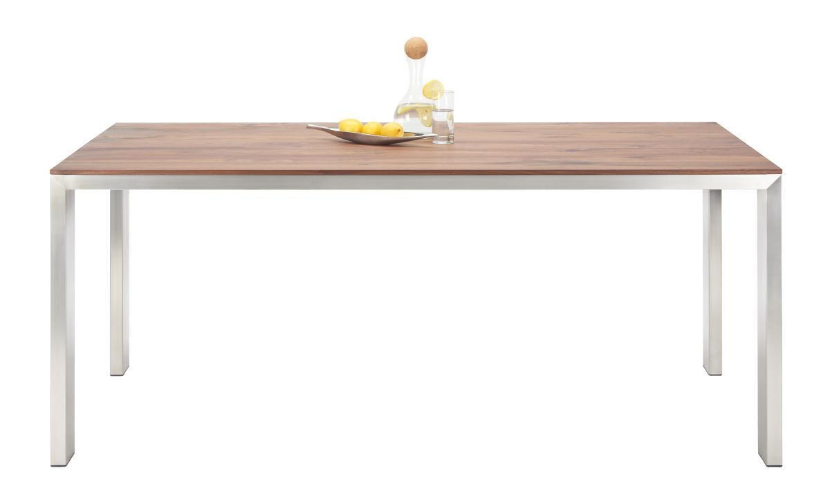 ESSTISCH in Holz, Metall 220/100/77 cm  - Edelstahlfarben/Nussbaumfarben, Design, Holz/Metall (220/100/77cm) - Bert Plantagie