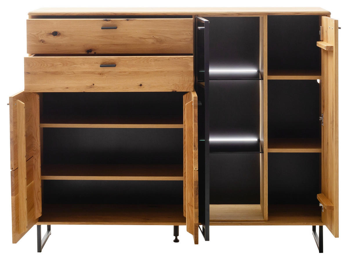 HIGHBOARD  in 149/119/37 cm  - Wildeiche/Anthrazit, Design, Glas/Holz (149/119/37cm) - MID.YOU